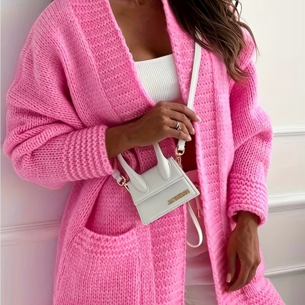 Chic Plus Size Pink Cadigan